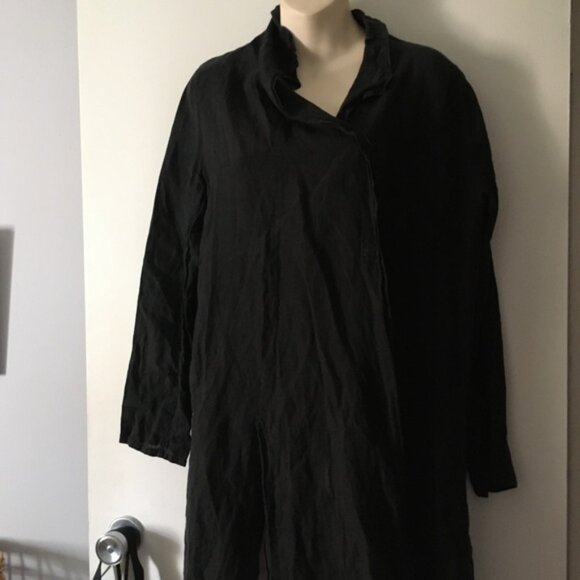 EUNHWA Paris Linen Black Asymmetric Blouse Jacket 42 L - Picture 2 of 8